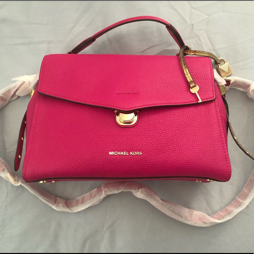 Michael Kors pink bristol leather satchel NWT